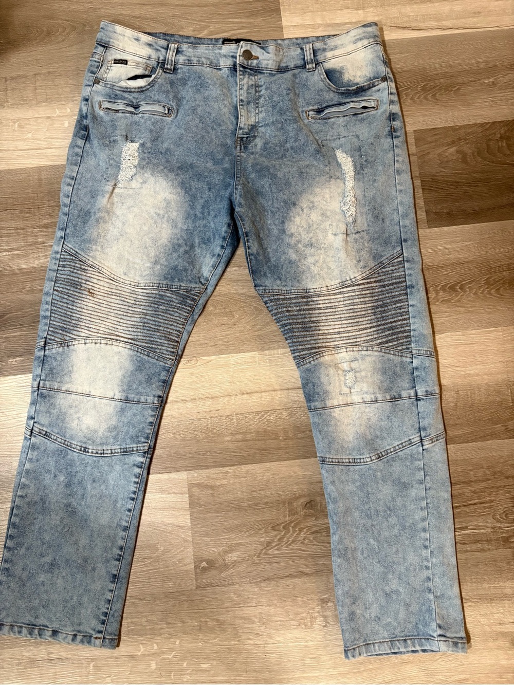 Phat Farm Light Blue Slim Straight Moto Jeans